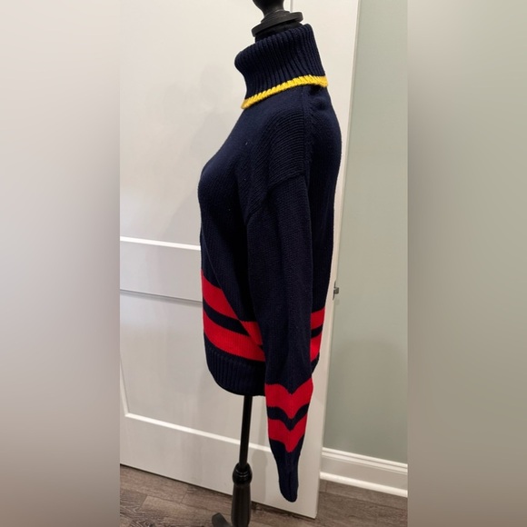 Polo Ralph Lauren Striped Turtleneck Sweater Navy Blue, Red & Yellow cotton - Picture 4 of 9